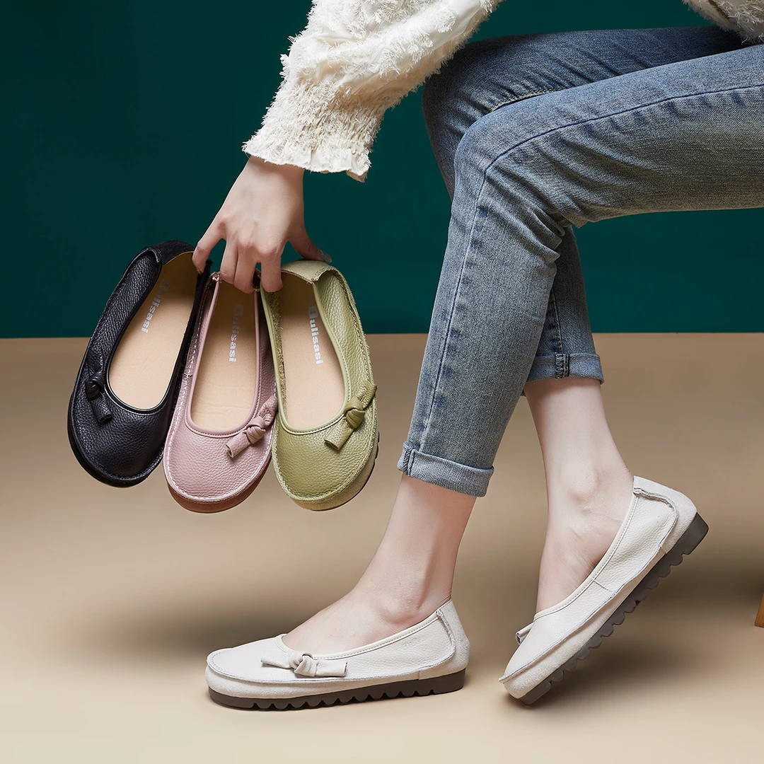 304头层牛皮单鞋新款软底敲软敲舒适防滑轻便女单鞋