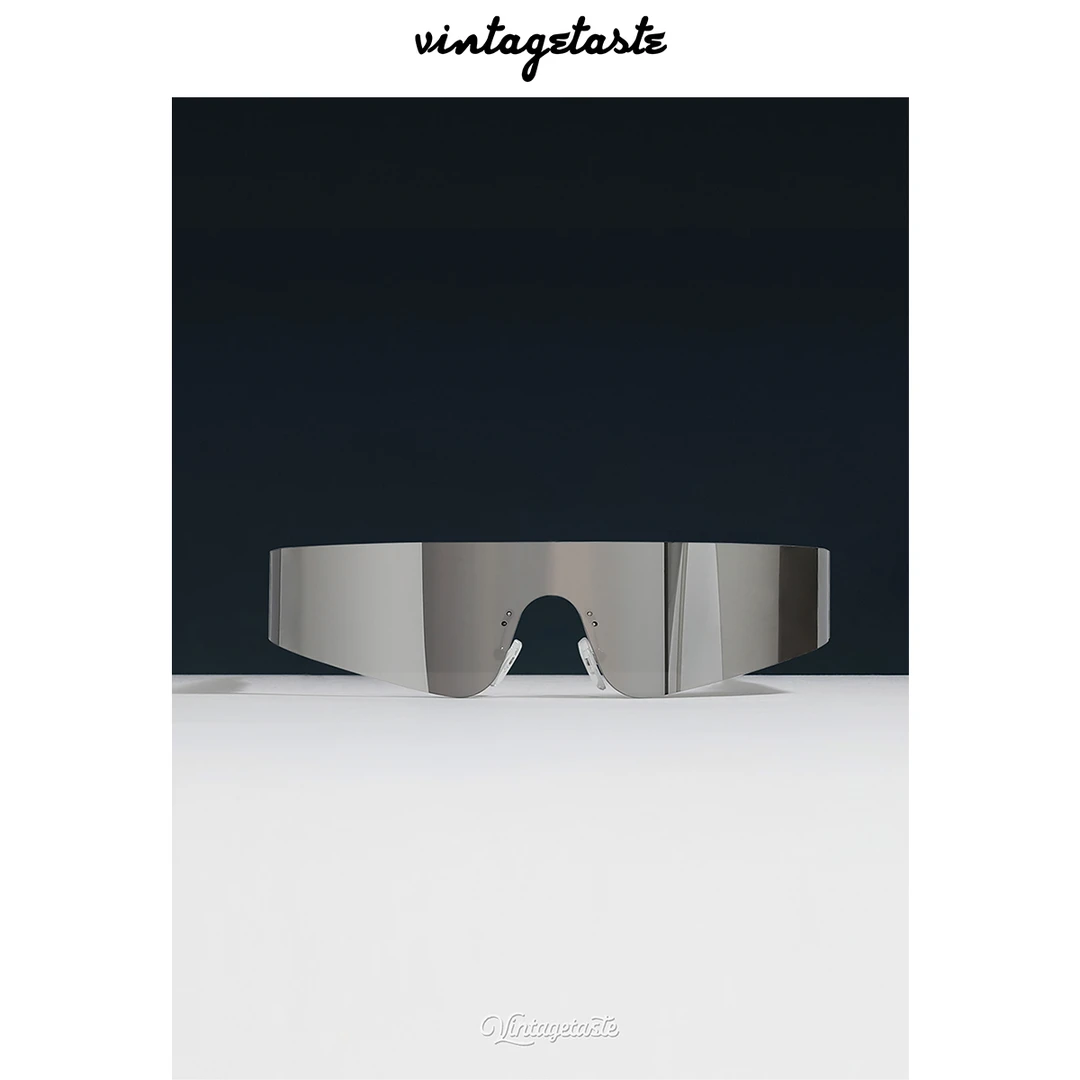 VINTAGETASTE 全银色辣妹y2k卡戴珊风格墨镜UV400防晒连体太阳眼