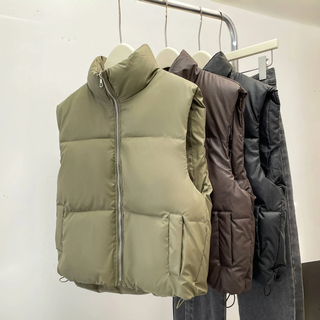 8803肯兜风pu皮棉服马甲女秋冬短款新款韩版无袖背心棉外套潮8803