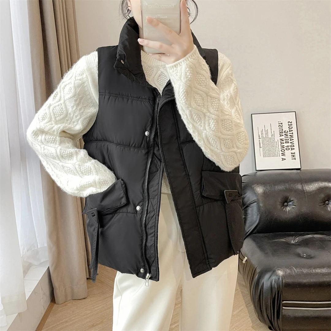 胖mm秋冬新款棉服马甲女大码韩版短款洋气保暖马夹显瘦背心潮8811