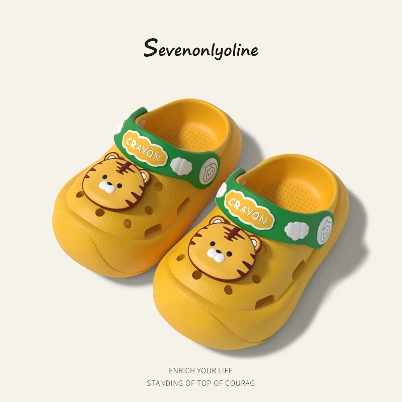 小老虎宝宝拖鞋男夏季室内外穿包头凉鞋小孩幼小童儿童洞洞鞋女