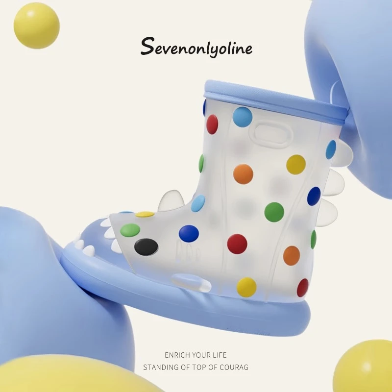 彩虹豆鲨鱼儿童雨鞋新款男女童防滑水鞋小童宝宝雨靴卡通水鞋春夏