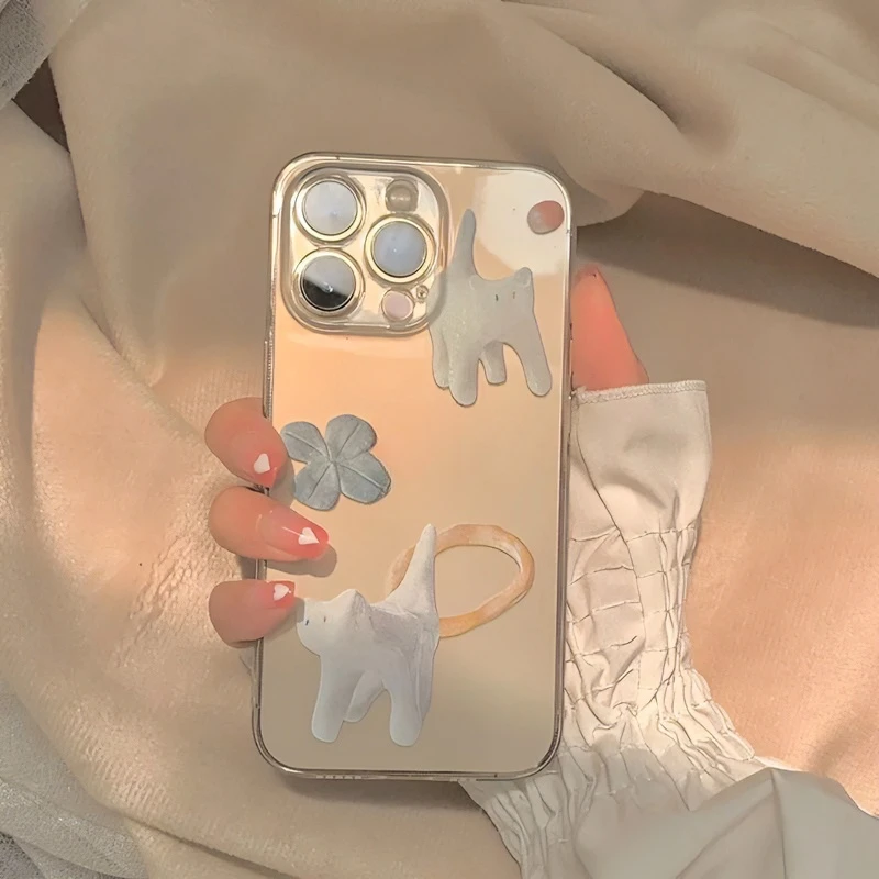陶瓷猫咪适用苹果13/14promax手机壳12全包11华为/oppo/vivo/小米