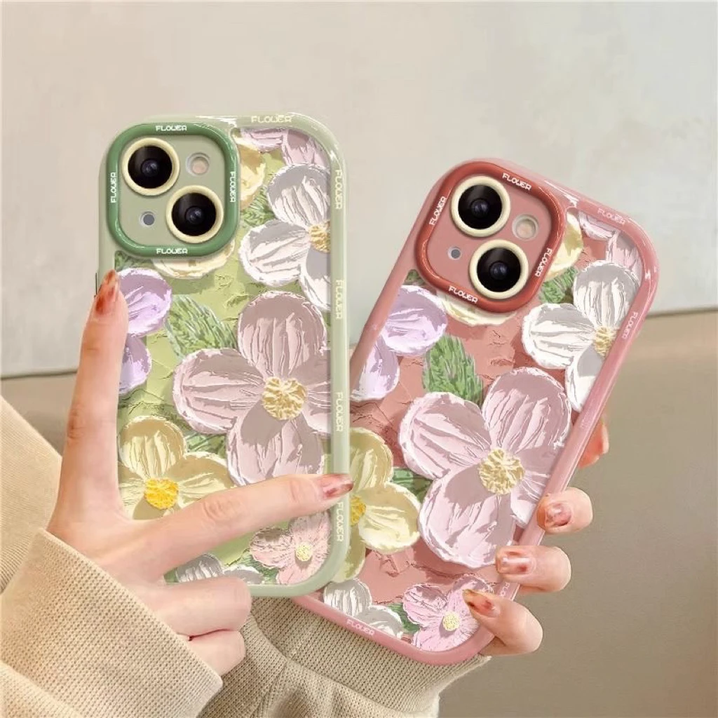 油画小花适用苹果14/15promax手机壳13全包12华为/oppo/vivo/小米