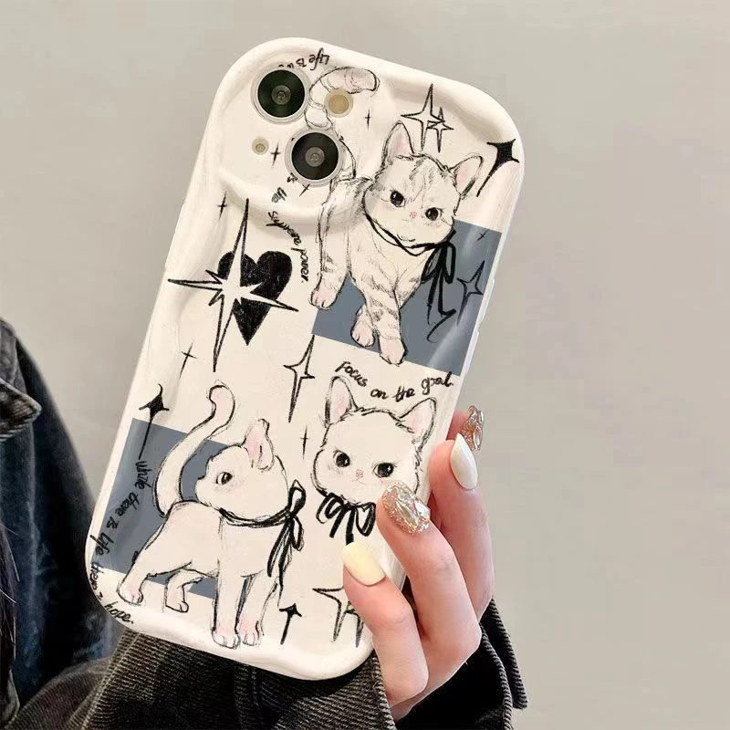 摩登猫咪适用苹果14/15promax手机壳13全包12华为/oppo/vivo/小米