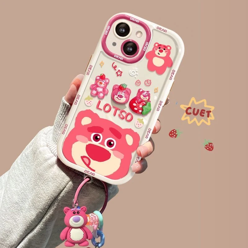 白草莓熊适用苹果13/14promax手机壳12全包11华为/oppo/vivo/小米
