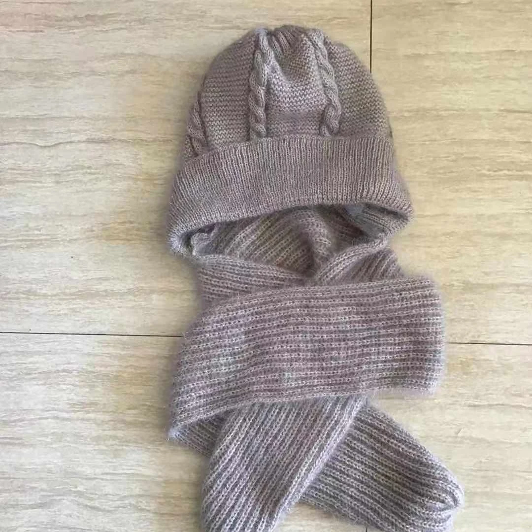 潮妈家机织松鼠绒加衬围巾帽