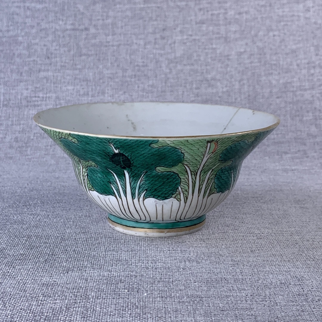 清代粉彩白菜杯古瓷器真品国营镇江市文物商店库出2669886