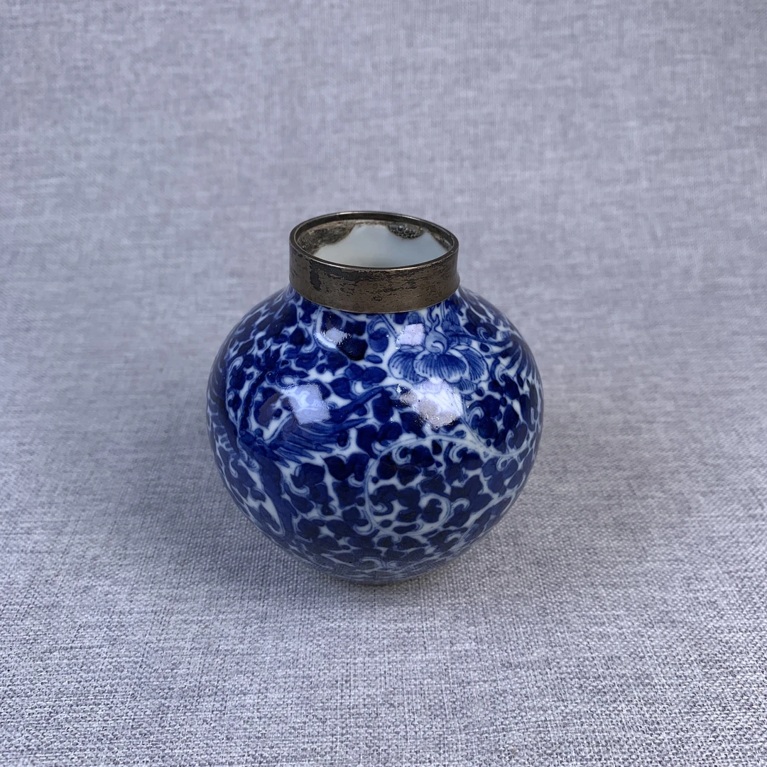 清代凤纹缠枝花卉罐古瓷器真品国营镇江市文物商店库出2877135