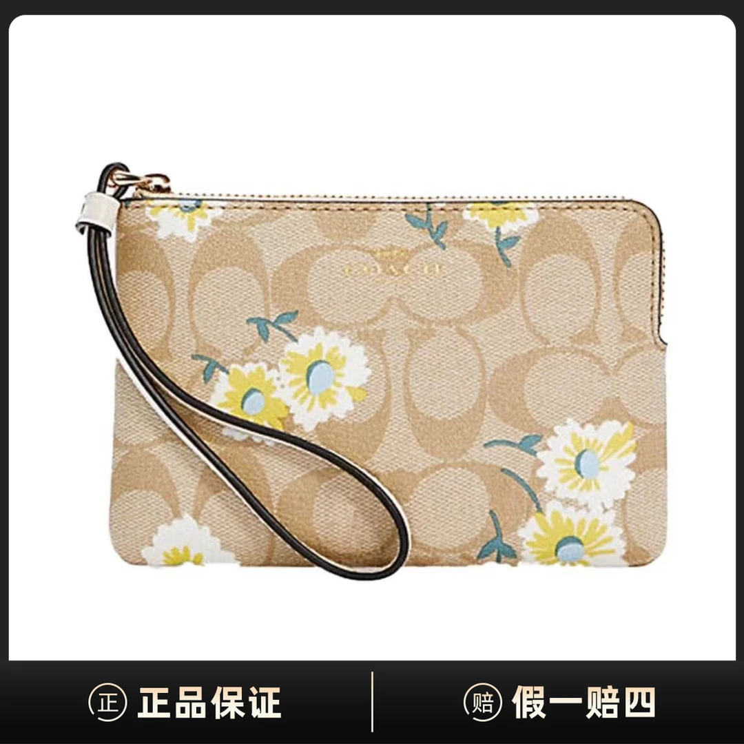 99新 COACH/蔻驰 Corner Zip16麻将包手拿包手腕包EA02198