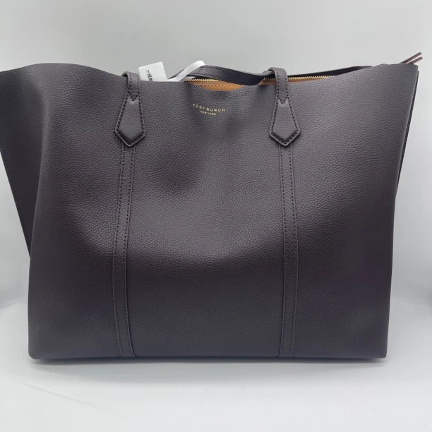 95新 TORY BURCH/汤丽柏琦 TB 咖色大号托特单肩包/EE0002