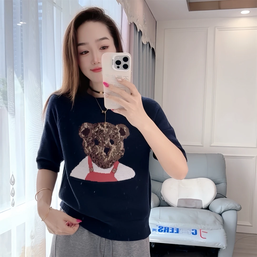 300秋冬新款针织衫女装卡通提花显瘦纯色宽松气质套头时尚打底衫