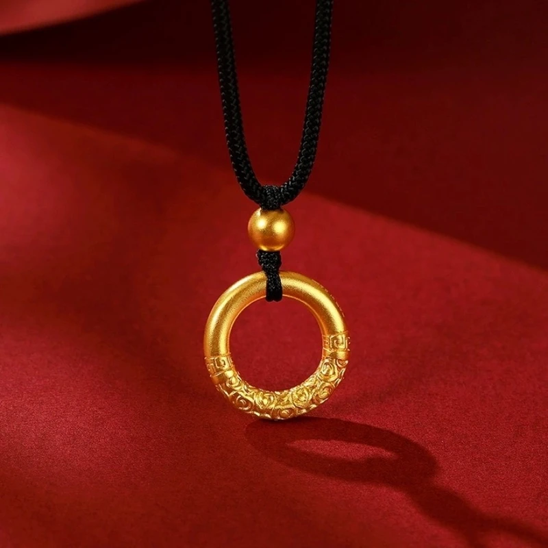 【双十一福利】实心平安乾坤圈情侣吊坠编绳传承复古项链T1