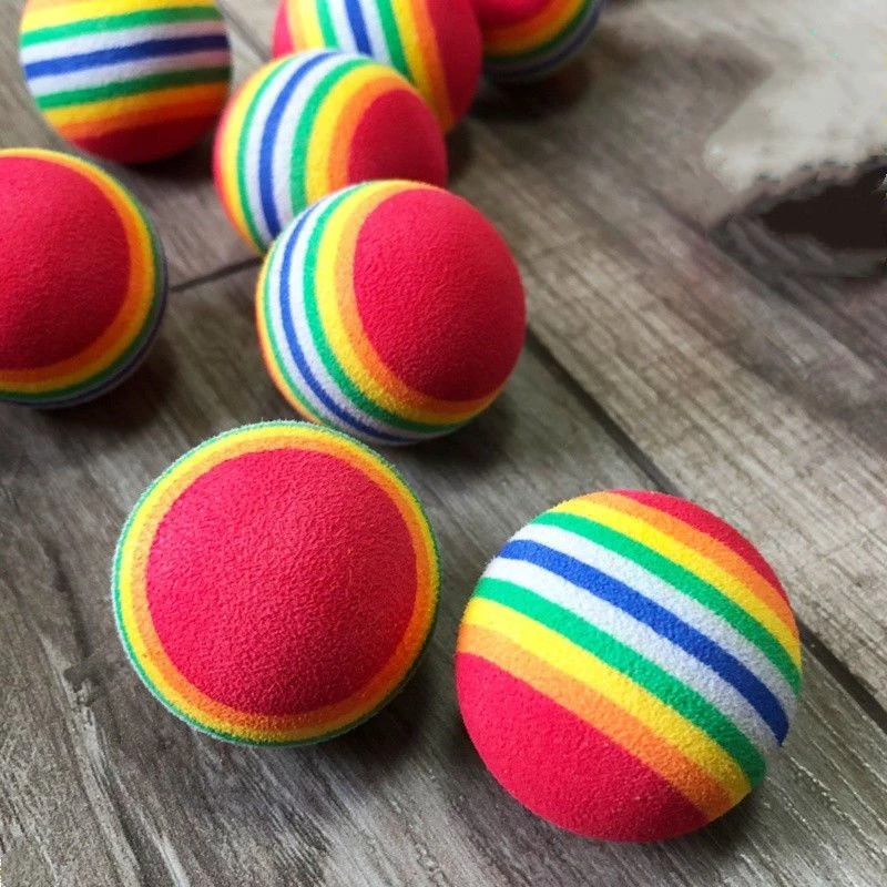 小猫玩具彩虹球剑麻弹力球宠物自嗨解闷神器磨牙耐咬猫咪玩具球球