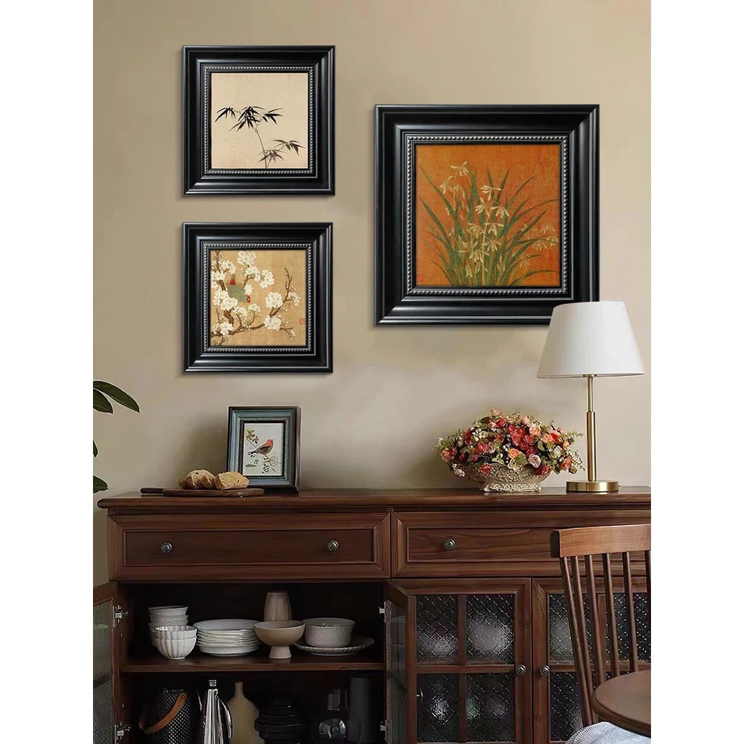 【挂画】梅兰竹菊》轻法式中古风玄关餐厅装饰画新中式中国风客厅