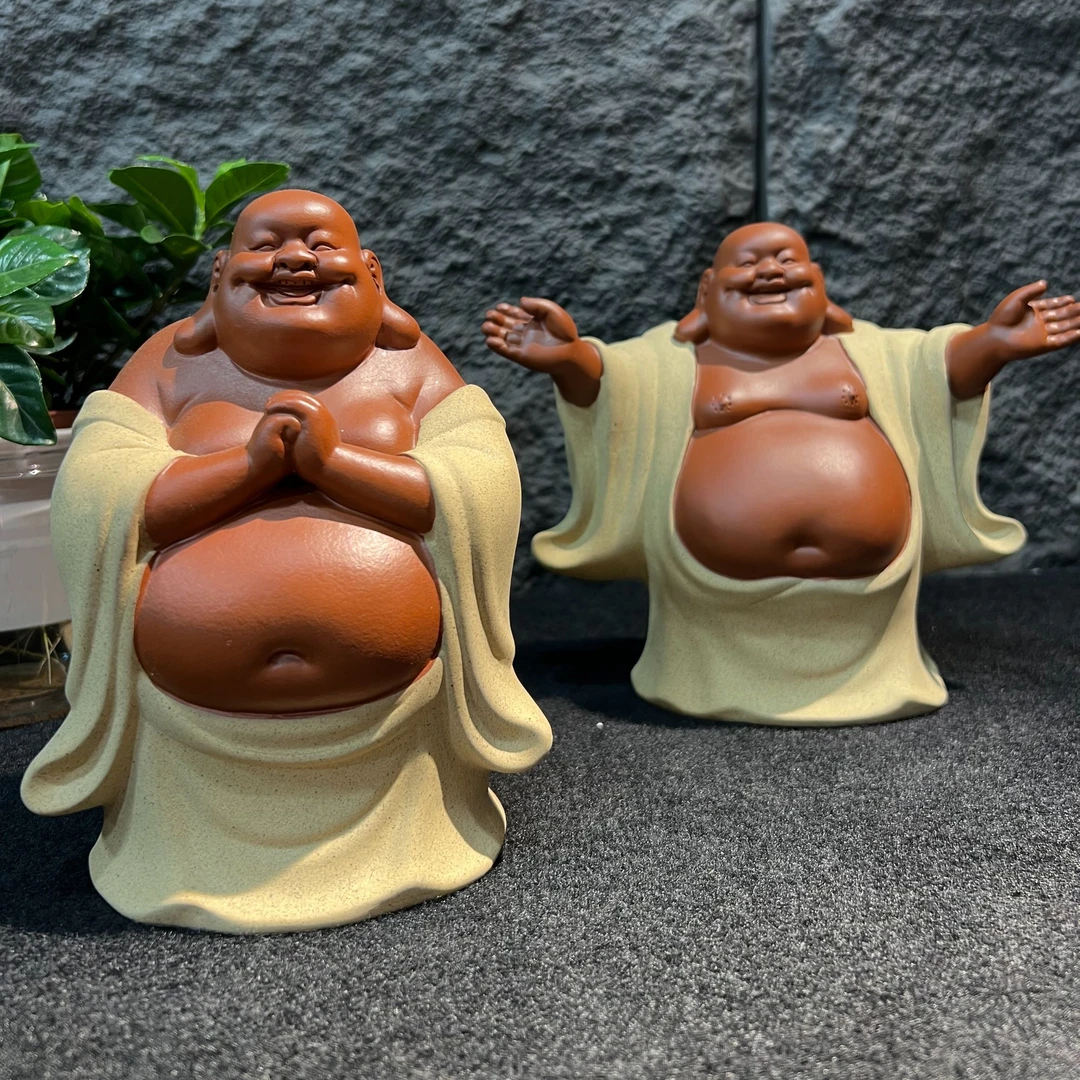 紫砂黄袍大肚弥勒弥勒禅意茶宠摆件