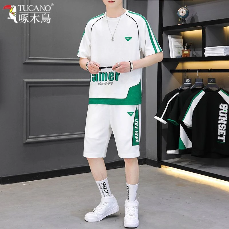 TUCANO/啄木鳥新款夏季时尚休闲套装男士帅气运动宽松潮短袖短裤