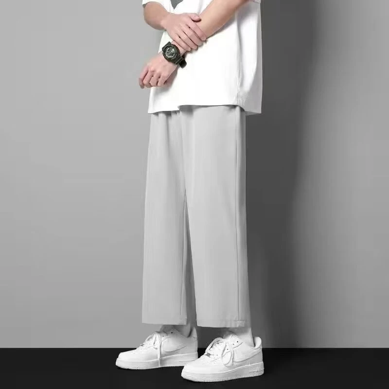 男裤夏季美式高街渐变水洗冰丝裤男女薄款宽松直筒阔腿裤裤子男