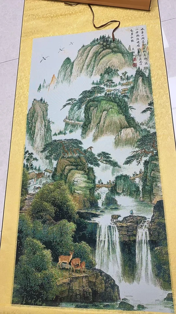 刺绣-   水亭山阁（170*80）