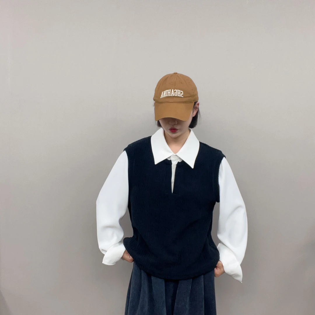 春款慵懒风POLO衫针织拼接衬衫