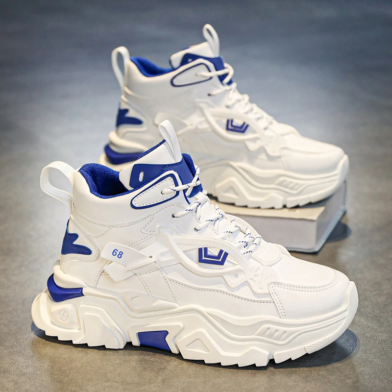 高帮鞋男冬季潮流百搭运动鞋青少年休闲厚底增高小白老爹鞋