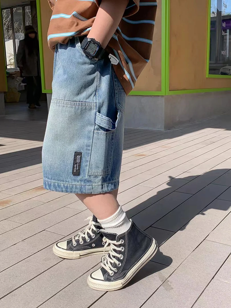 男童中小童2024夏季新款男孩洋气薄款五分短裤休闲宽松儿童牛仔裤