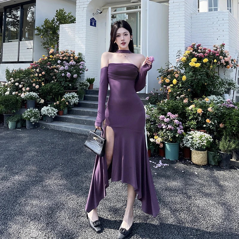 “迷境花园”茶歇法式一字肩抹胸连衣裙女气质性感甜妹穿搭包臀裙