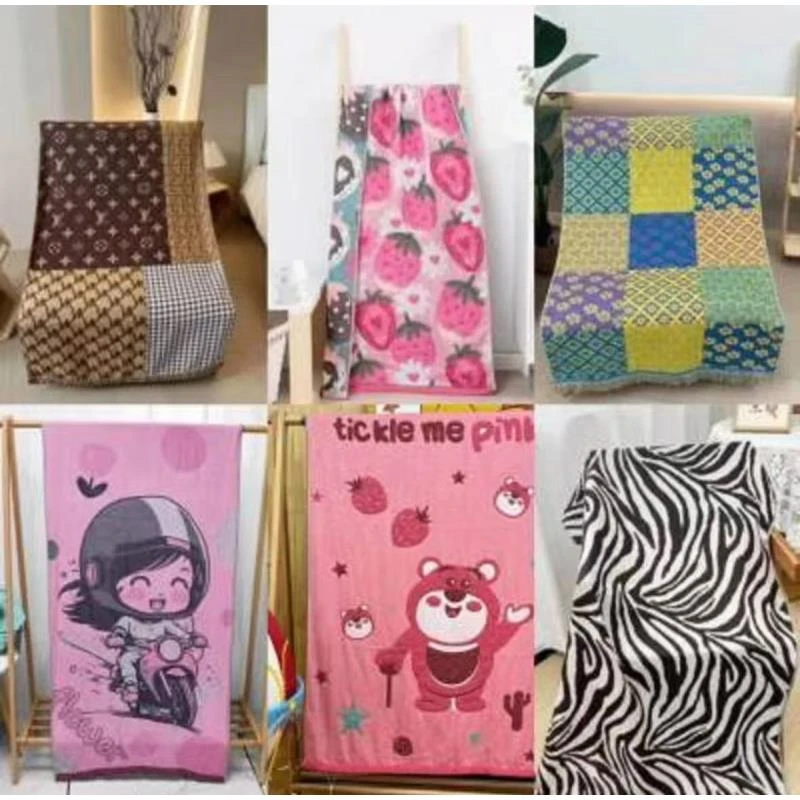 【浴巾】80*160cm 多功能加厚纱布浴巾随机花色