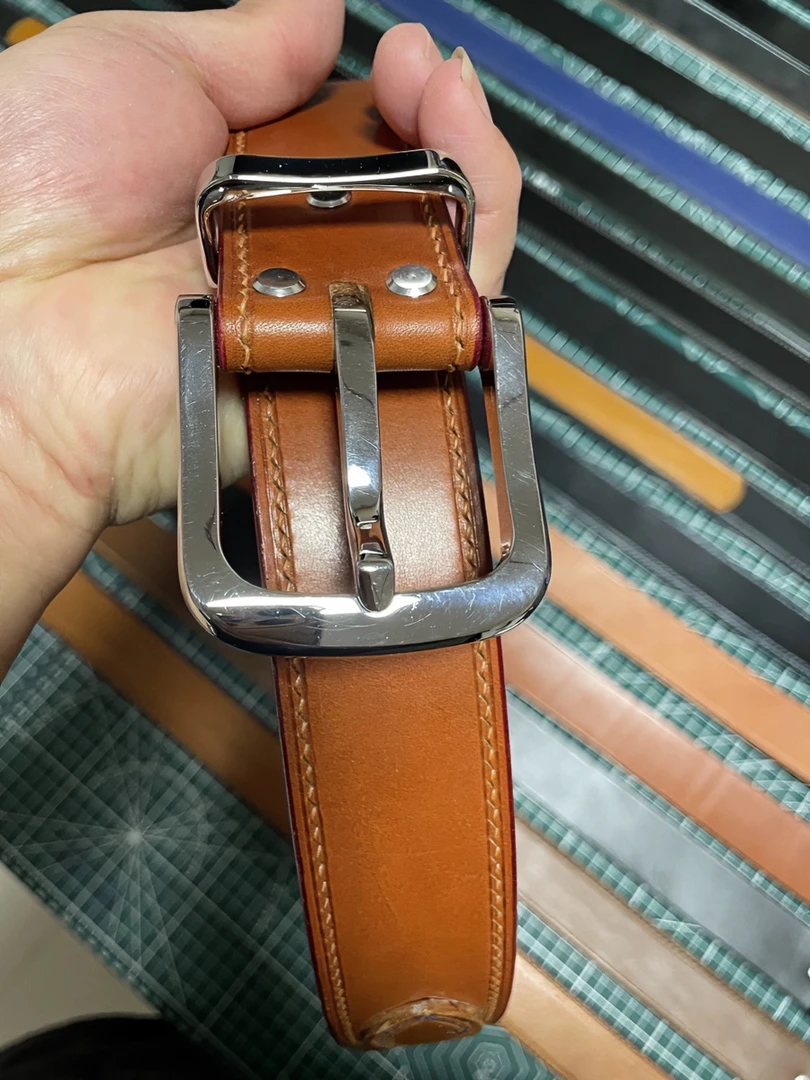 纯手工真皮腰带枥木马缰革马臀皮牛虻扣皮带条头层牛皮植鞣革定制