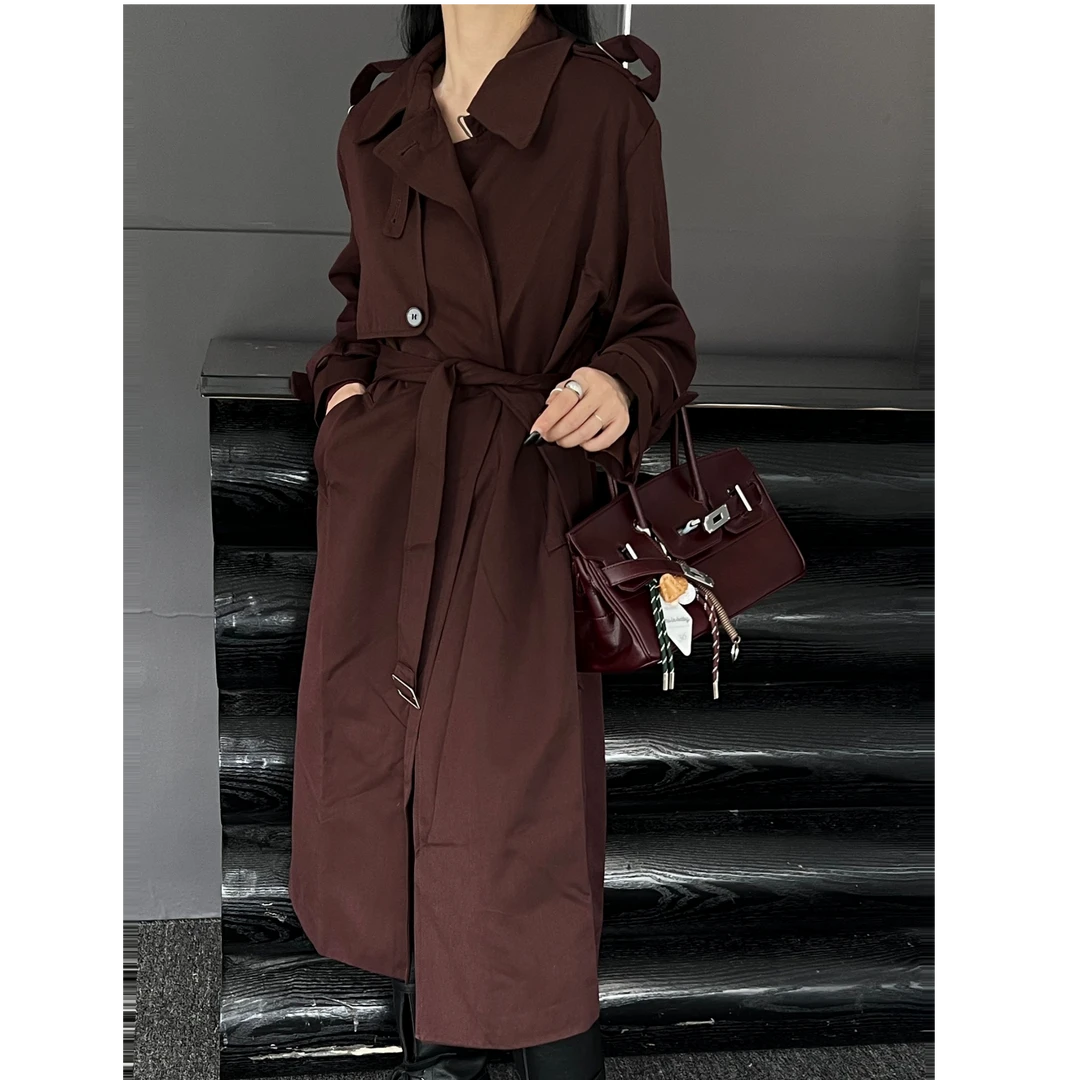 风衣外套女中长款小个子2024新款早春秋季港风安可拉红气质工装