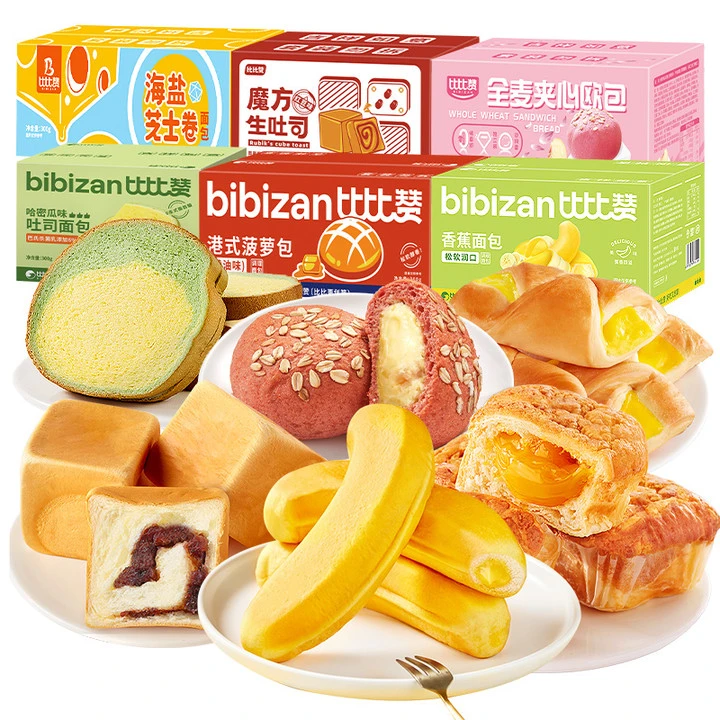 比比赞到手6箱面包糕点水果吐司香甜夹心组合全麦夹心欧包食品YBX