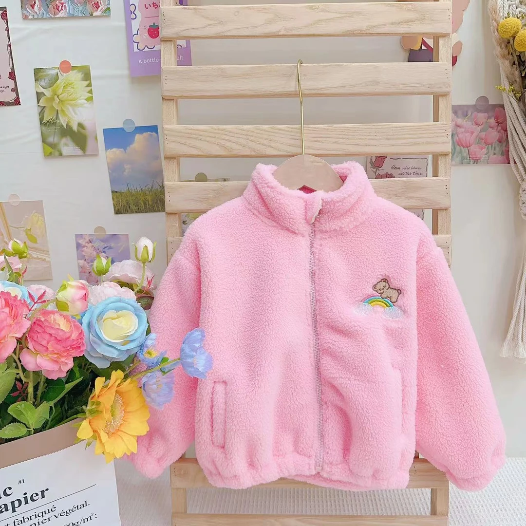 冬款新款女童韩版洋气可爱绒绒小熊外套 D-CD892