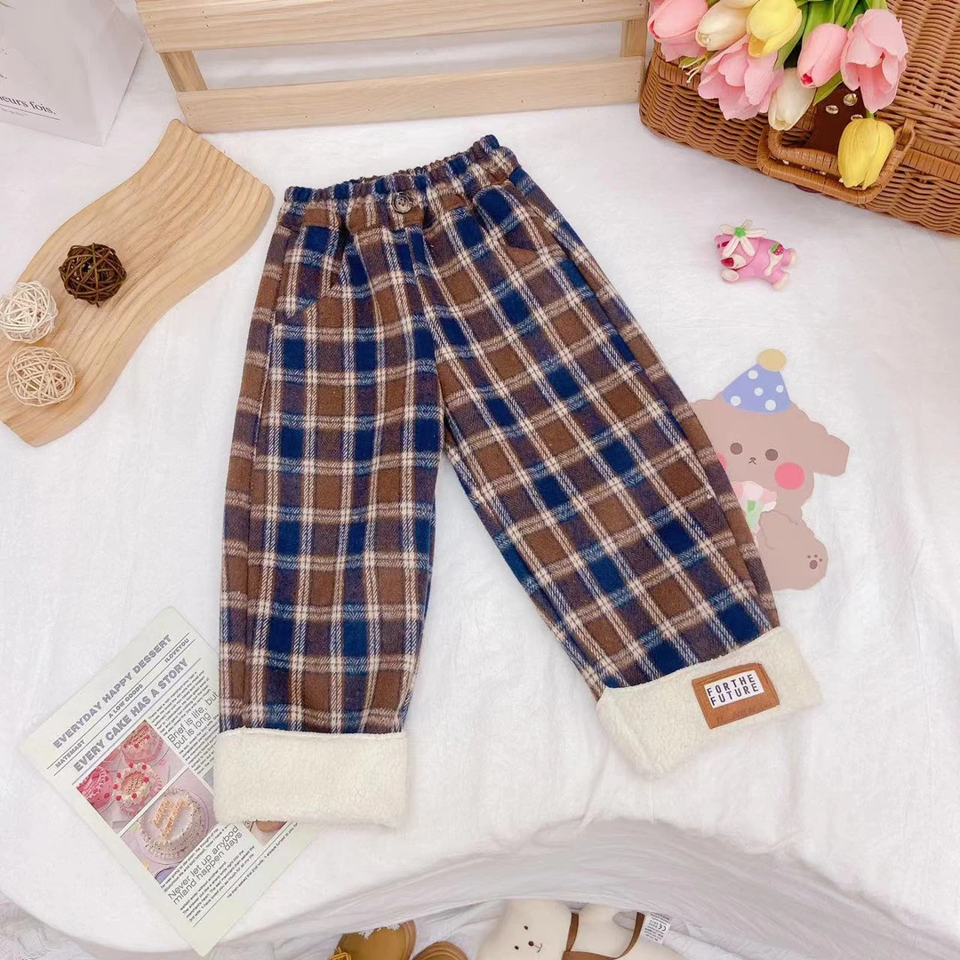 *美拉德风波* 冬款新款女童韩版时尚百搭加绒格子休闲裤.D-ZK92