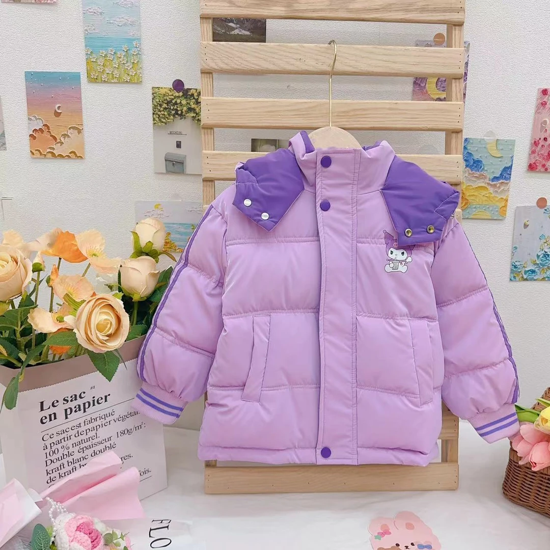 冬款新款女童可爱卡通库洛米加棉加厚连帽外套.D-ZK36A