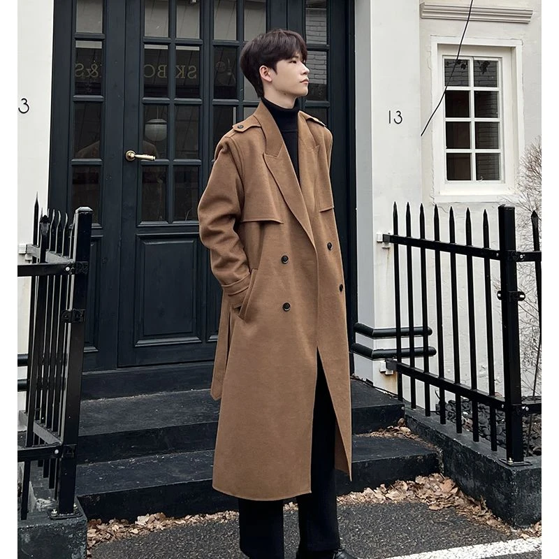 HUALUNDesign【穿搭暖咖】秋冬保暖中长款休闲毛呢大衣Chao35081