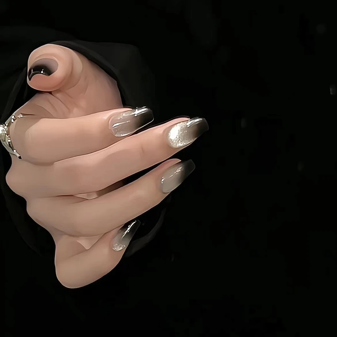 【墨白】极简黑白 指尖暹罗猫眼 性张力感 纯手工穿戴甲