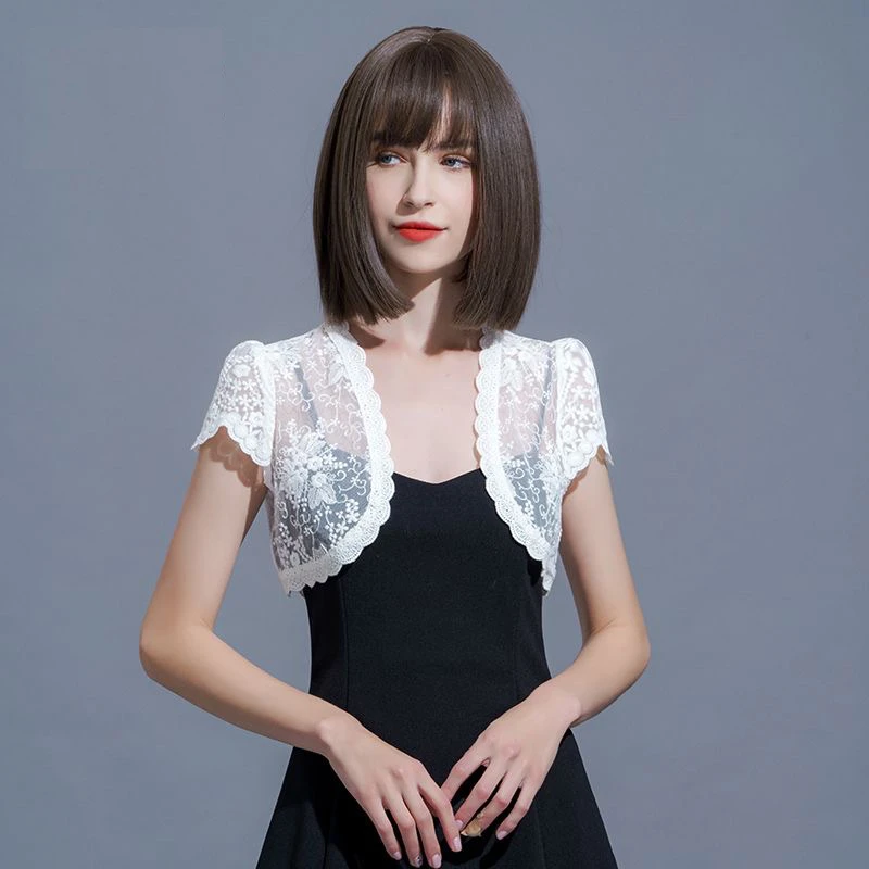 蕾丝小披肩外搭女款爆款2023新款时尚裙子短袖夏季薄款百搭