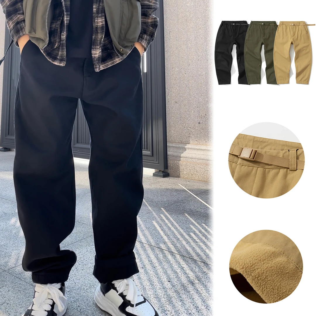 【秋冬微锥工装裤】人字纹复古宽松休闲日系百搭时尚工装长裤