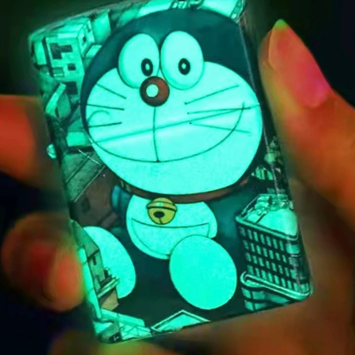 网红爆款蓝胖子夜光煤油打火机卡通创意时尚男士打火机