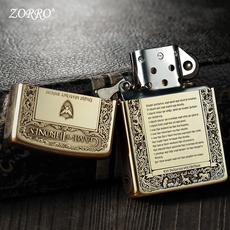 ZORRO佐罗ZT-042C古银冰与火铜壳煤油打火机高端砂轮火机