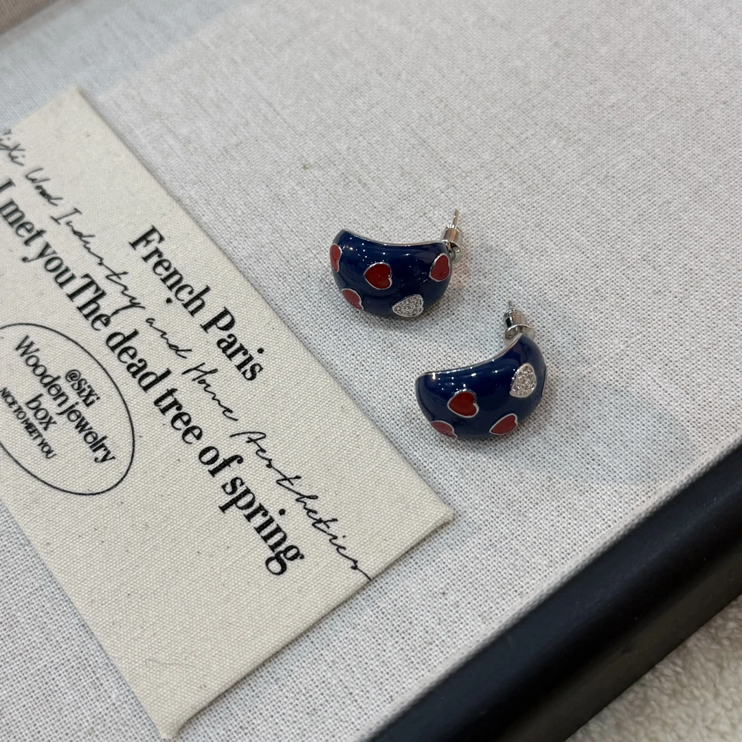 铜合金锆石耳饰 HRY0-铜合金爱心滴油耳钉HRY0-346