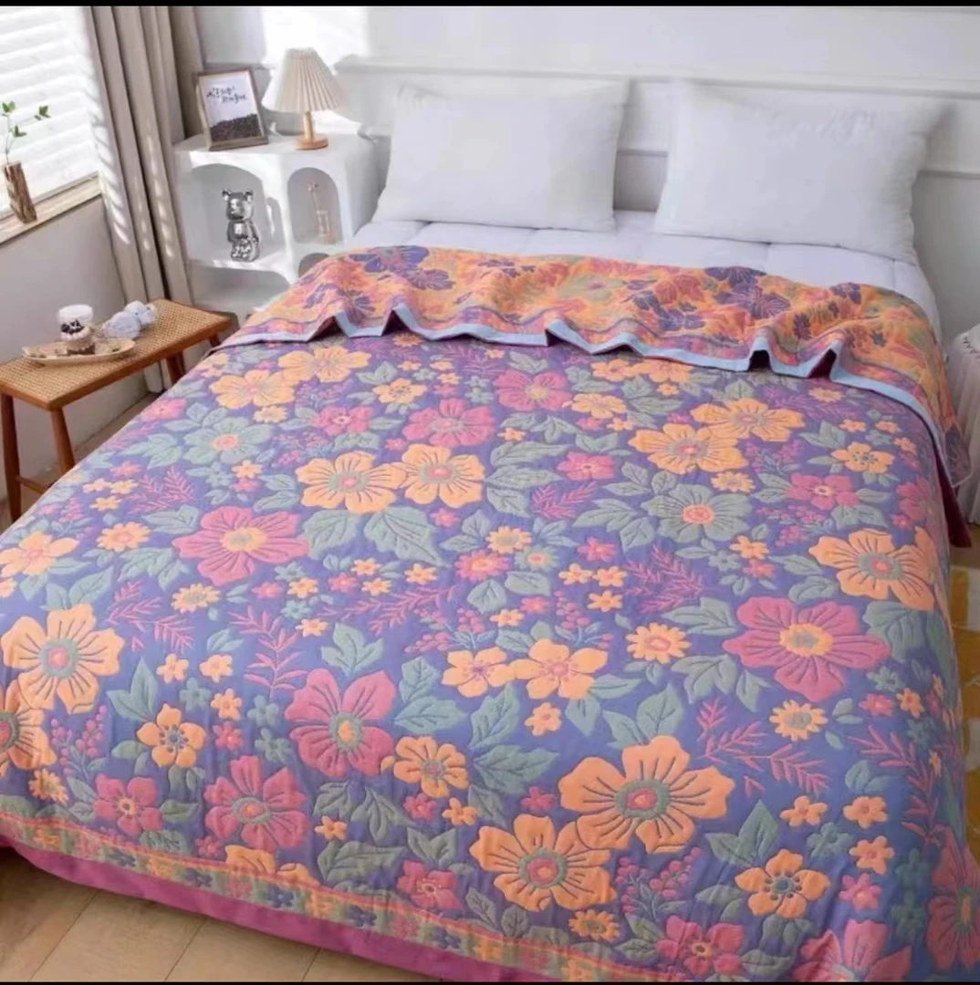 ~布言而遇~【繁花】200*230高端纱布盖毯盖被