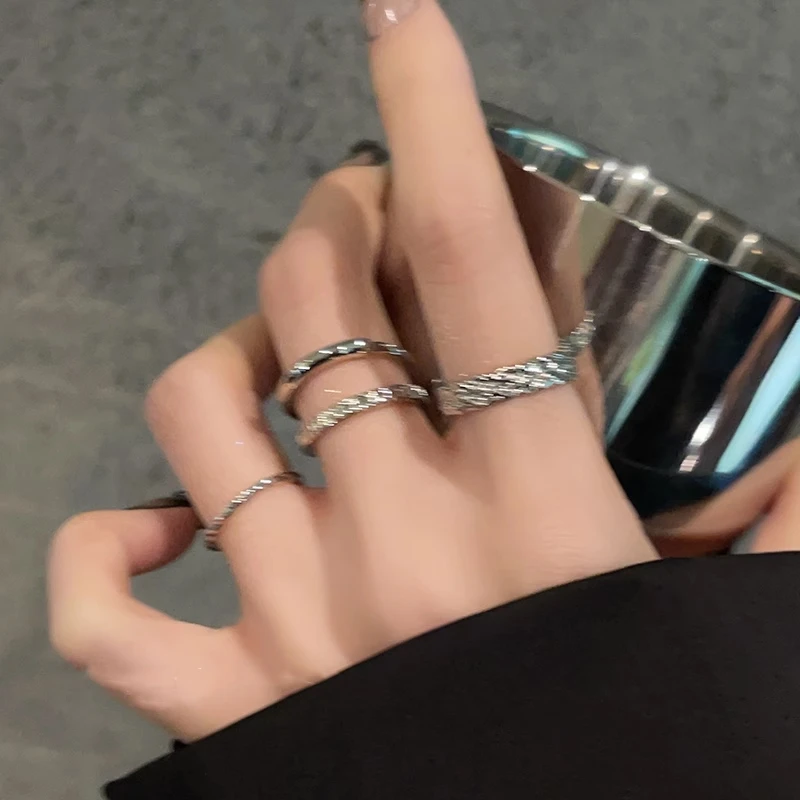 铜合金戒指 个性ins简约套装戒指女轻奢时尚冷淡风食指戒网红指环