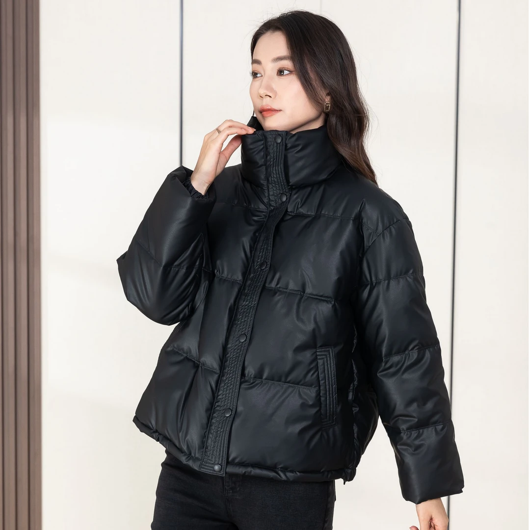 新款PU肯豆风棉服网红时尚潮流百搭休闲冬季加厚棉服