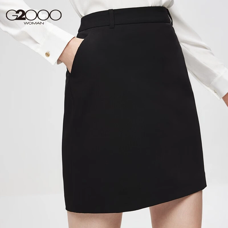 *G2000女装半身裙经典纯色商务职业西装裙垂感挺括包臀裙00260003