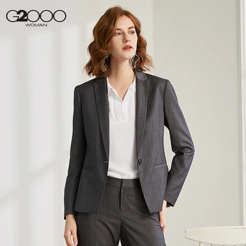 *G2000商务西服职场气质时尚条纹修身一粒扣女装西装00710005