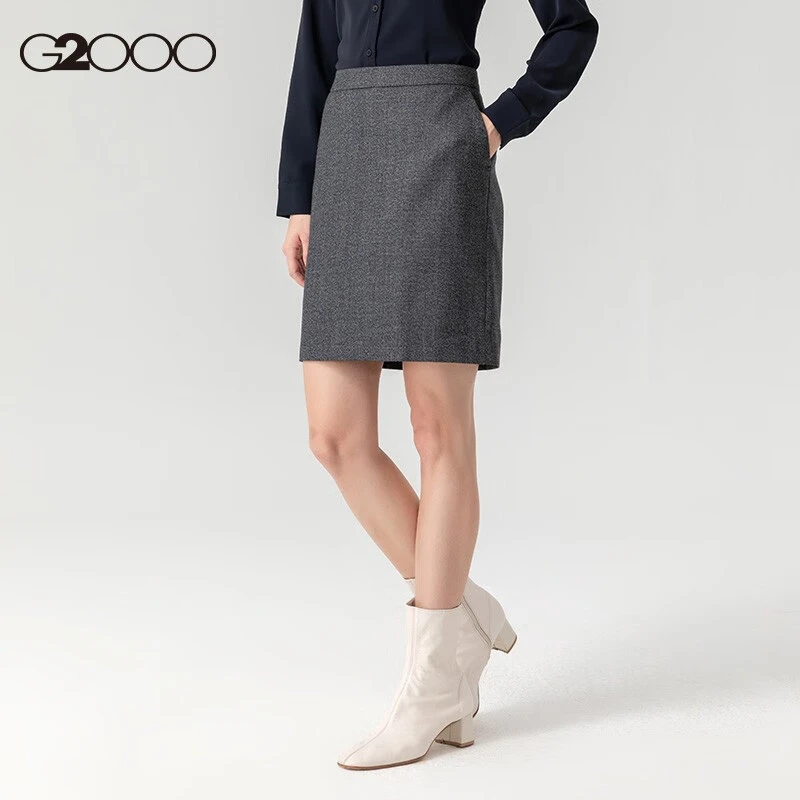 G2000女装秋冬正装商务风西装裙短裙灰色优雅半身裙08260419