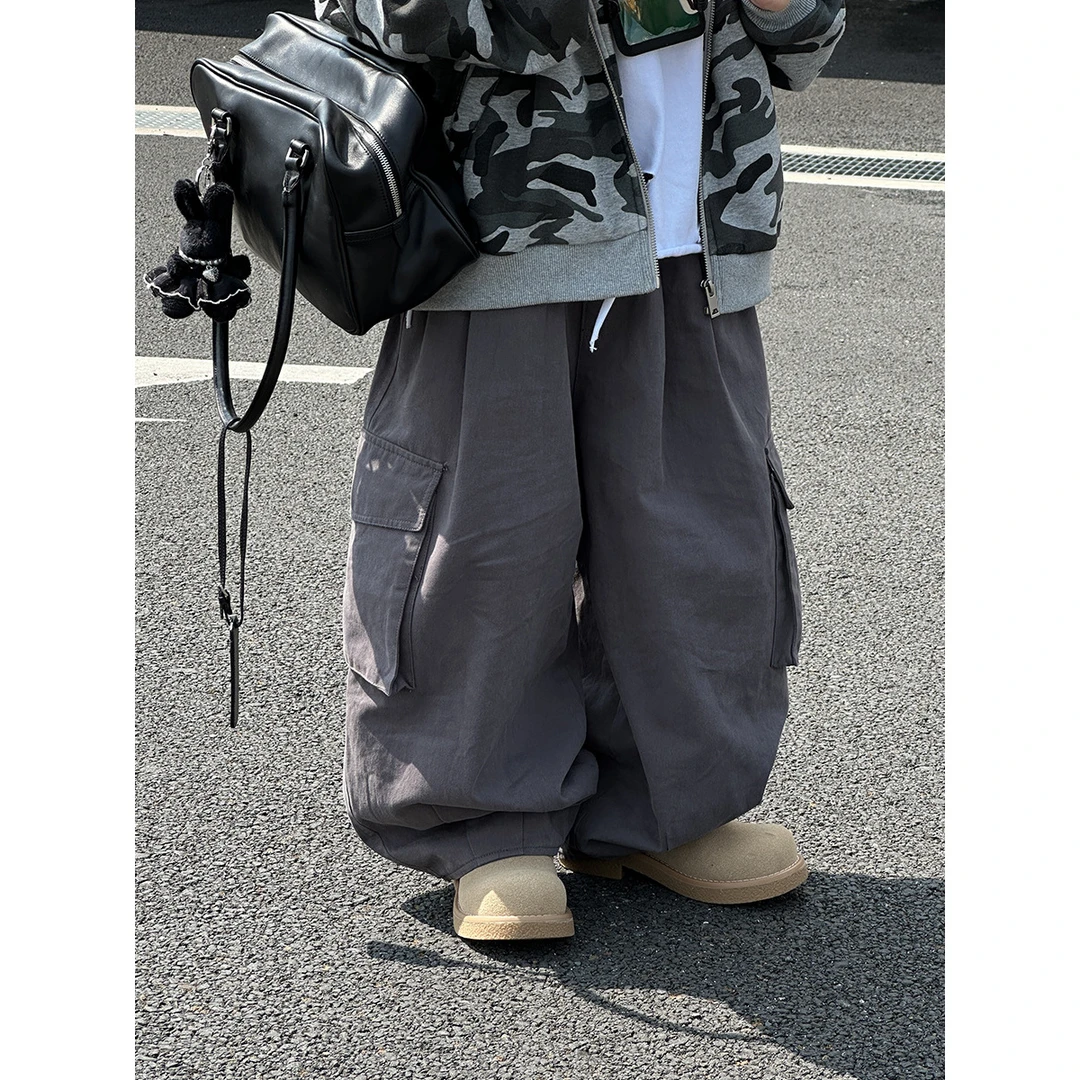 男童加绒休闲裤2024冬季儿童工装长裤宽松收脚口裤子保暖百搭直筒