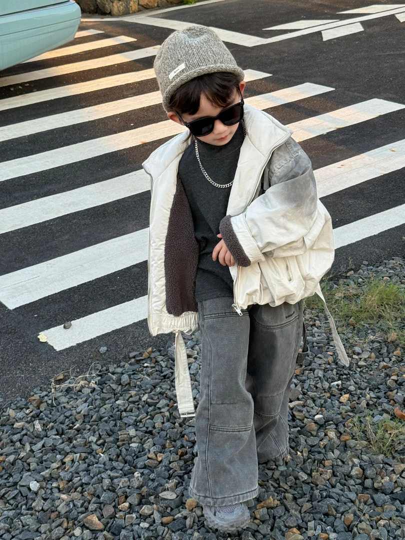 男童秋冬款外套2024新款韩百搭洋气秋款炸街灰渐变外套潮休闲韩版