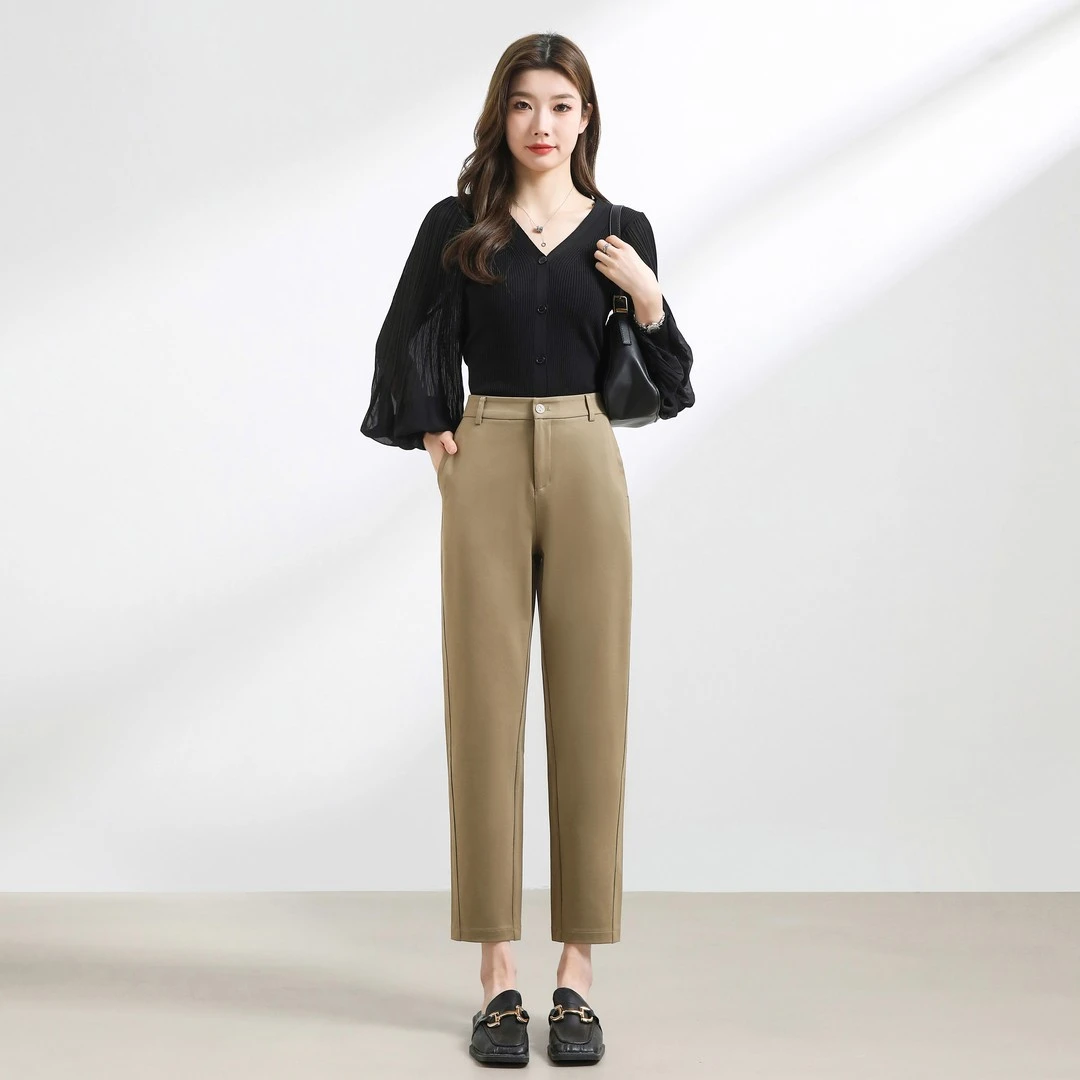 【舒柔特】秋季新款休闲百搭宽松弹力舒适直筒裤显瘦松紧腰26101